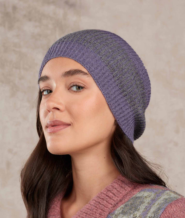 Reversible Ribbed Beanie — Veronica Purple — veronica purple baby alpaca by Sol Alpaca
