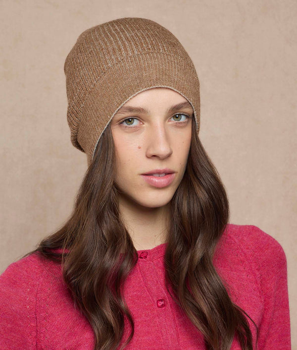 Reversible Basic Beanie — Tabacco Brown And Oats — tabacco brown and oats baby alpaca by Sol Alpaca
