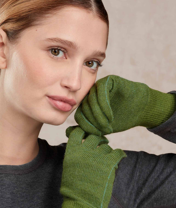 Reversible Gloves - Pesto and Aquifer — pesto and aquifer baby alpaca by Sol Alpaca