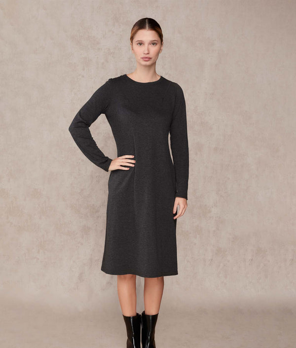 Reversible Classic Sheat Dress — Wrought Iron And Light Gray — wrought iron and light gray alpaca by Sol Alpaca