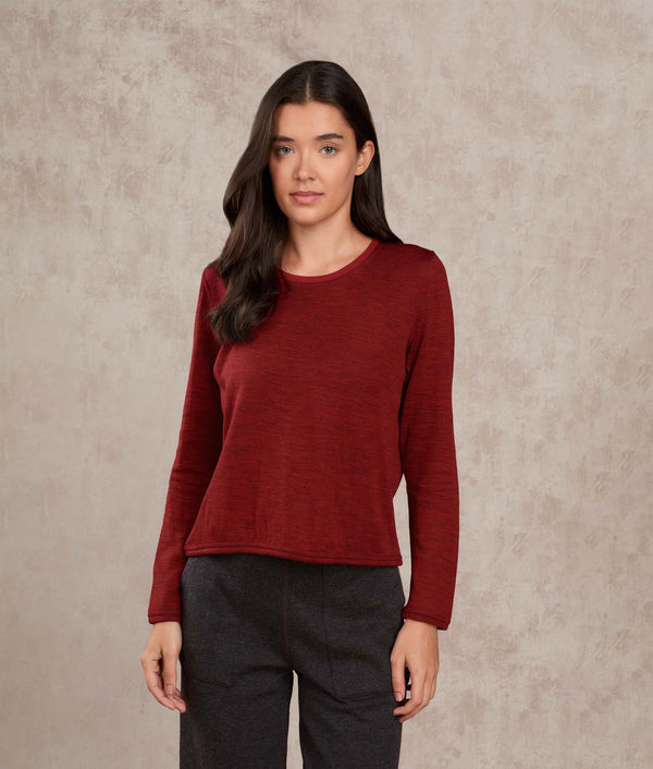 Reversible Crew Long Sleeves — Hot Pepper And Gargoyle — hot pepper and gargoyle alpaca by Sol Alpaca