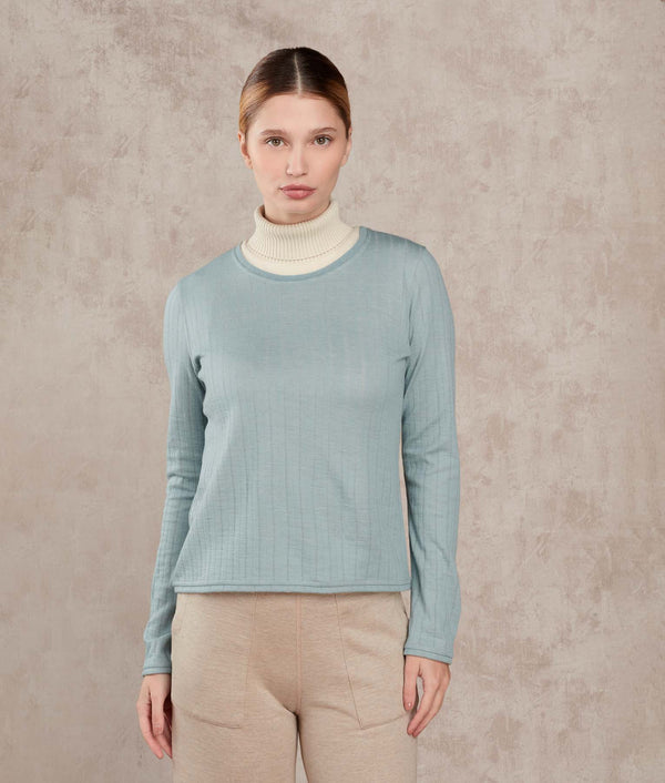 Reversible Crew Long Sleeves — Winter Sky And Pumice Stone — winter sky and pumice stone alpaca by Sol Alpaca