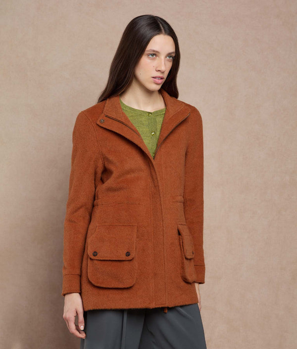 Easy Fit Cargo Coat - Umber Brown — umber brown baby alpaca by Sol Alpaca