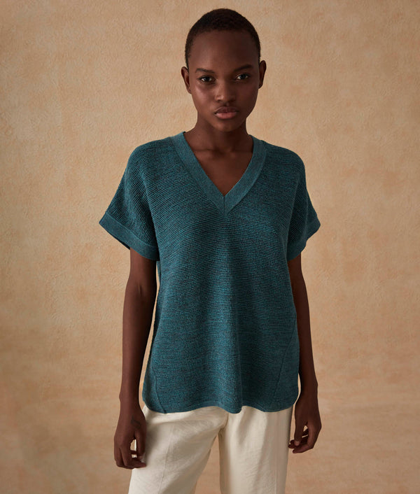 A-Shaped V-Neck Vest — Blue Colonial — blue colonial baby alpaca by Sol Alpaca