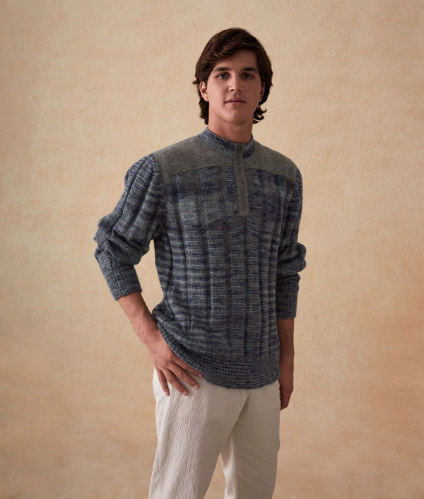 Men's Half-Zipped Ribbed Sweater — Ultimate Gray — ultimate gray baby alpaca by Sol Alpaca