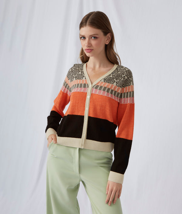 The Vase Cardigan — Exotic Orange And Almond Milk — exotic orange and almond milk baby alpaca by Sol Alpaca