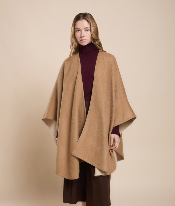 Baby Alpaca Reversible Soft Cape — Camel & Sand — camel & sand baby alpaca by Sol Alpaca
