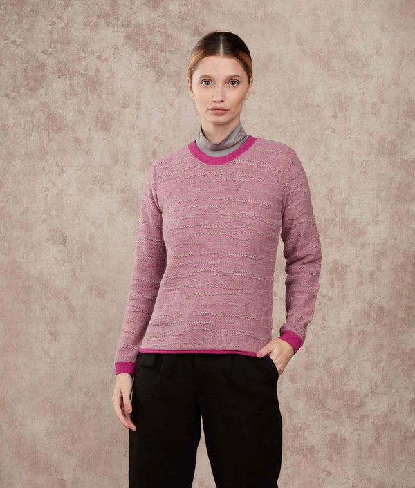 Abstract Lines Sweater - Meadow Mauve And Polka Dot — meadow mauve and polka dot baby alpaca by Sol Alpaca