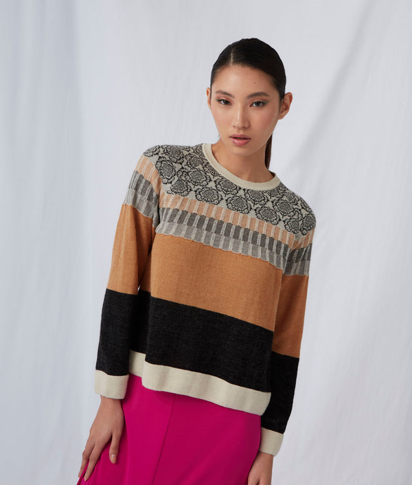 The Vase Sweater — Winter White And Butterrum — winter white and butterrum baby alpaca by Sol Alpaca