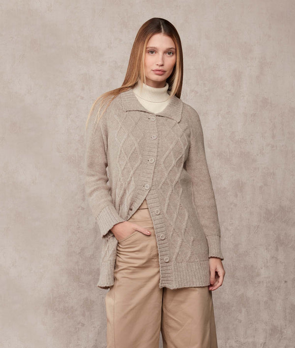 Long Line Cables Cardigan — Peyote — peyote alpaca by Sol Alpaca
