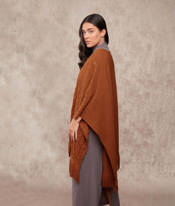 Cazador - Umber Brown Poncho — umber brown baby alpaca by Sol Alpaca