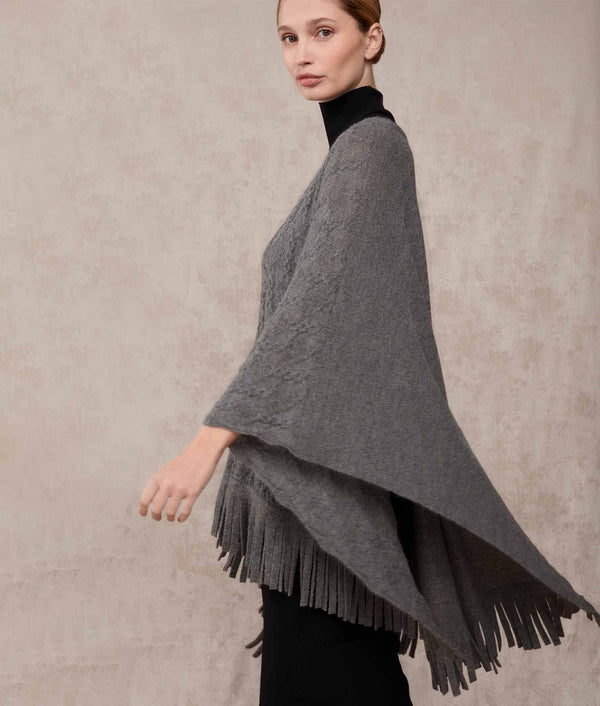 Cazador - December Sky Grey Poncho — december sky grey baby alpaca by Sol Alpaca