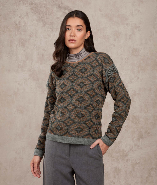 El Torero sweater — Tiger's Eye And Asphalt — tiger's eye and asphalt baby alpaca by Sol Alpaca