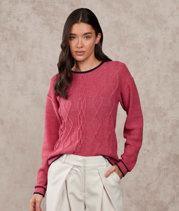 The Cottage Sweater — Pink Fandango And Night Sky — pink fandango and night sky baby alpaca by Sol Alpaca