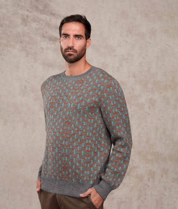 The Weave Jacquard Sweater — Magnet And Autumnal — magnet and autumnal baby alpaca by Sol Alpaca