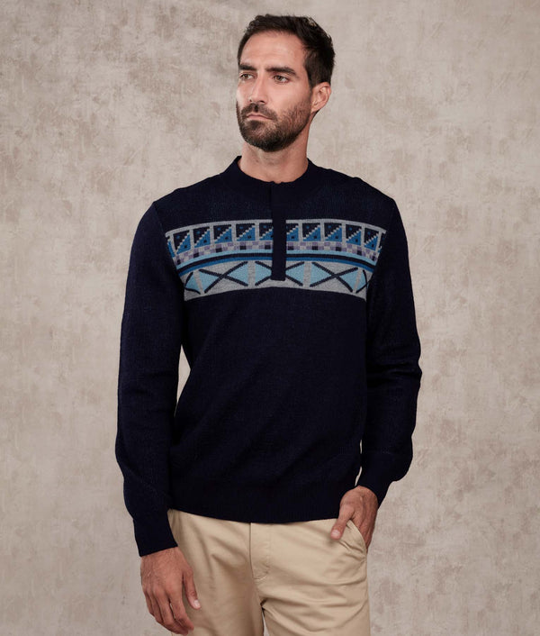 Colours & Clay Sweater — Night Sky And Glacier Gray — night sky and glacier gray baby alpaca by Sol Alpaca