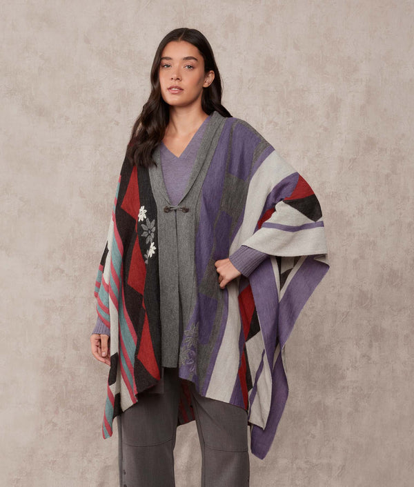 Beyond A Cape With Embroidary — December Sky And Jacaranda — december sky and jacaranda baby alpaca by Sol Alpaca