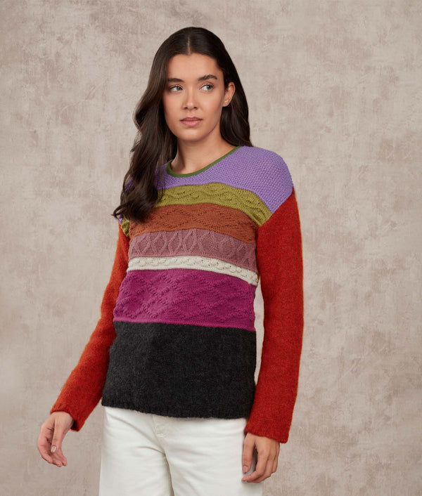Stripes Neck Sweater - Crow and ketchup — crow and ketchup baby alpaca by Sol Alpaca