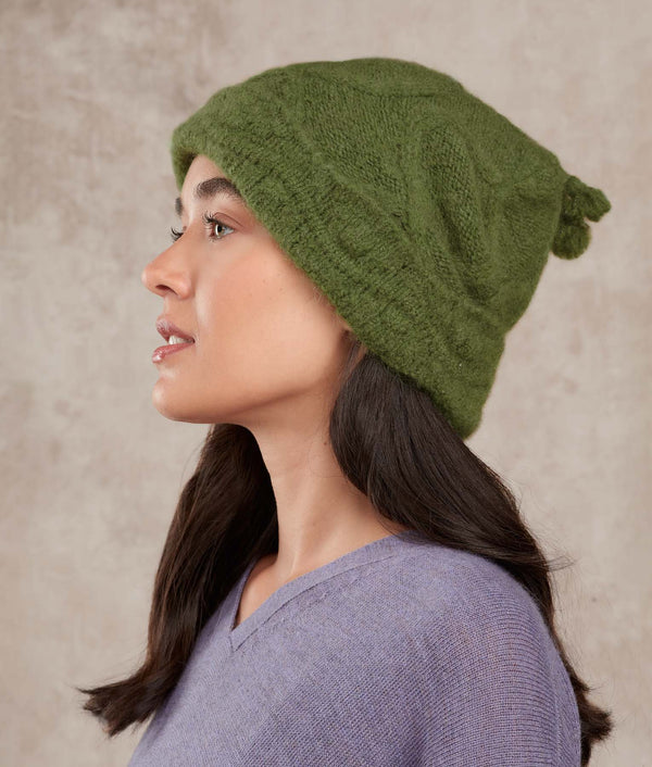 The Bells Beanie — Green Forest — green forest baby alpaca by Sol Alpaca