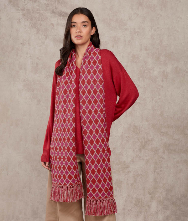 Brick On Brick Scarf — Pompeian Red And Heron — pompeian red and heron baby alpaca by Sol Alpaca