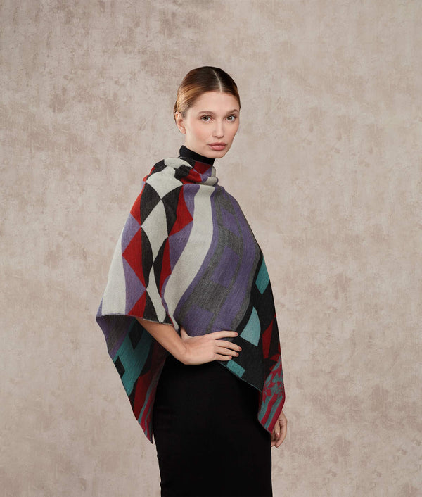 El Pontro Poncho - Dusty purple and Turquoise haze — dusty purple and turquoise haze baby alpaca by Sol Alpaca