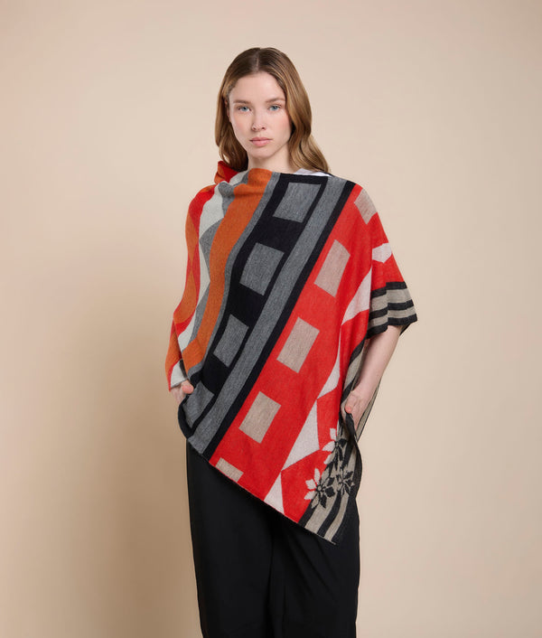 El Pontro Poncho — Party Red — party red baby alpaca by Sol Alpaca