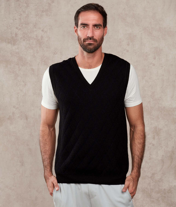 Los Cocos Vest — Anthracite And Total Eclipse — anthracite and total eclipse baby alpaca by Sol Alpaca