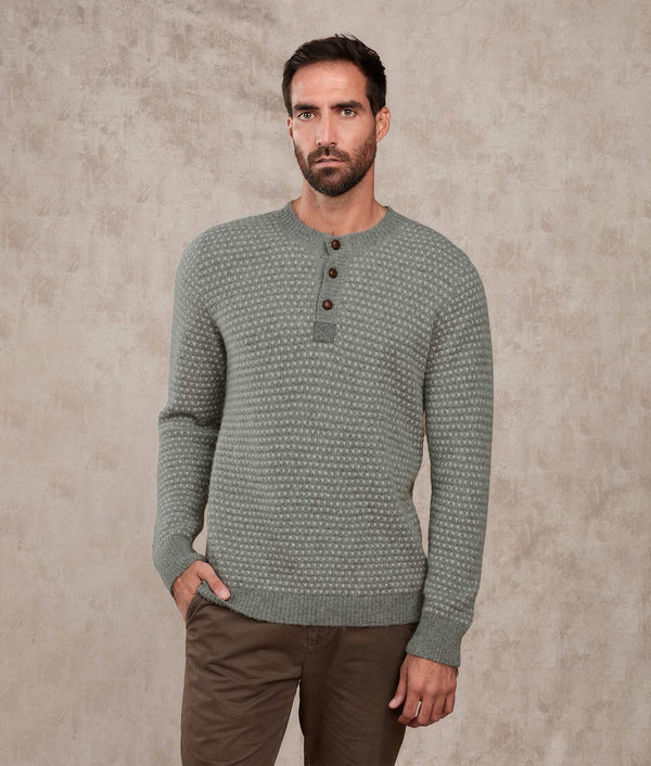Mil Ojos Sweater — Alloy And Bright White — alloy and bright white baby alpaca by Sol Alpaca
