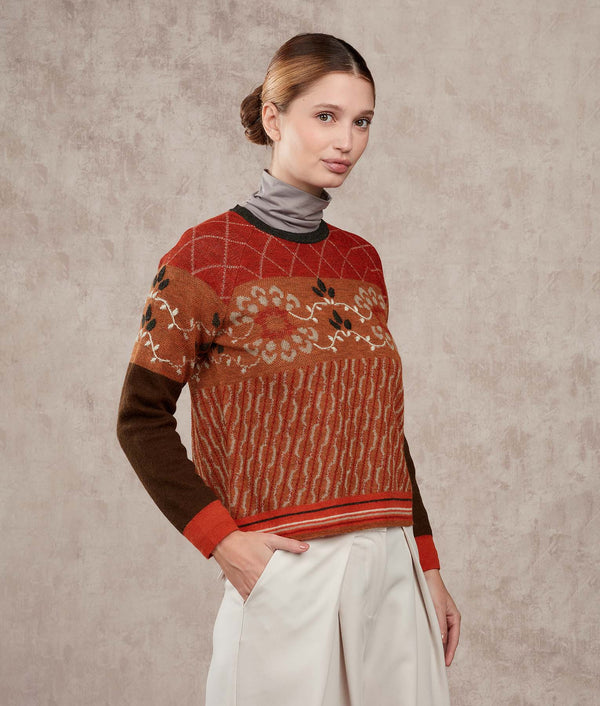 Los Flores Sweater - Autumn Ocher And Iron Gray — autumn ocher and iron gray baby alpaca by Sol Alpaca