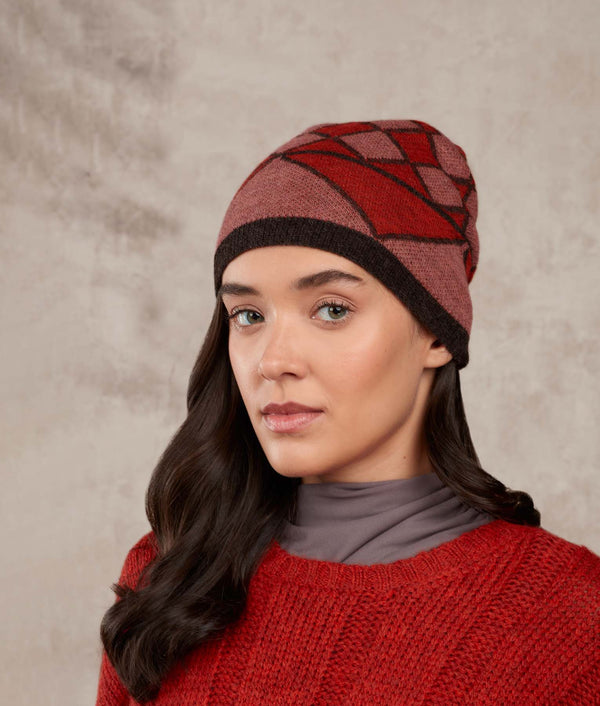 Brick On Brick Beanie — burnt ocher and tulipwood baby alpaca by Sol Alpaca