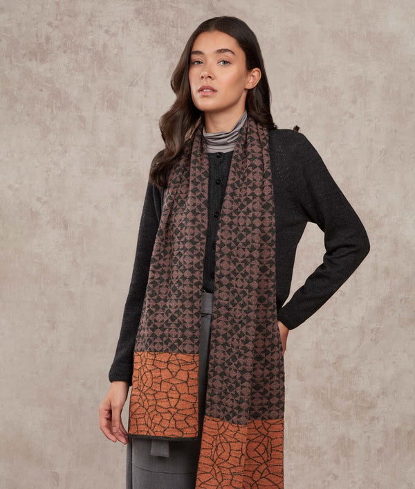 The Fusion Scarf — Espresso And Adobe Gray — espresso and adobe gray baby alpaca by Sol Alpaca