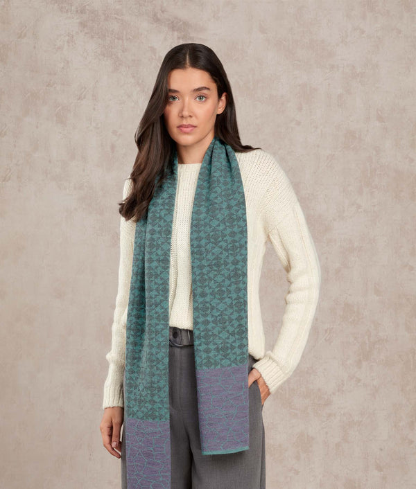 The Fusion Scarf — Purple And Wasabi Green Haze — purple and wasabi green haze baby alpaca by Sol Alpaca