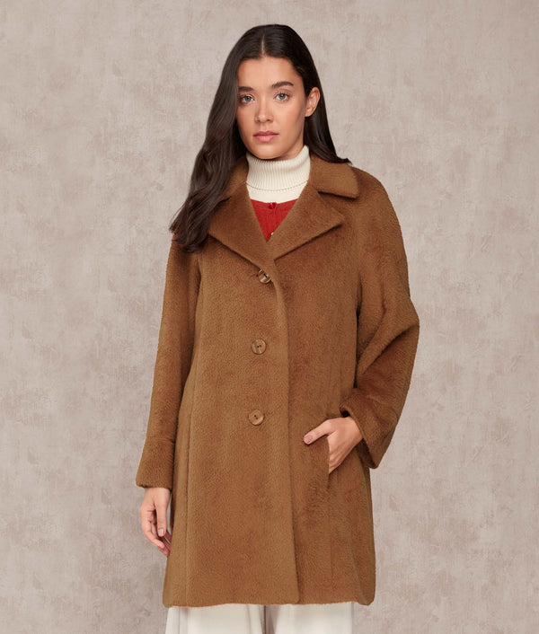Swing Suri Coat - Toasted Coconut — toasted coconut baby alpaca by Sol Alpaca