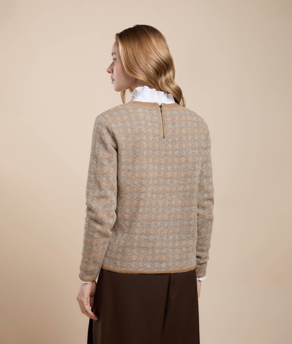 Crew Neck Sweater with Repeating Jacquard