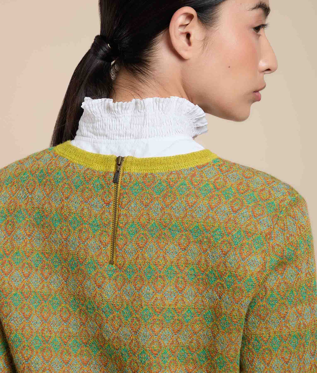 Crew Neck Sweater with Repeating Jacquard