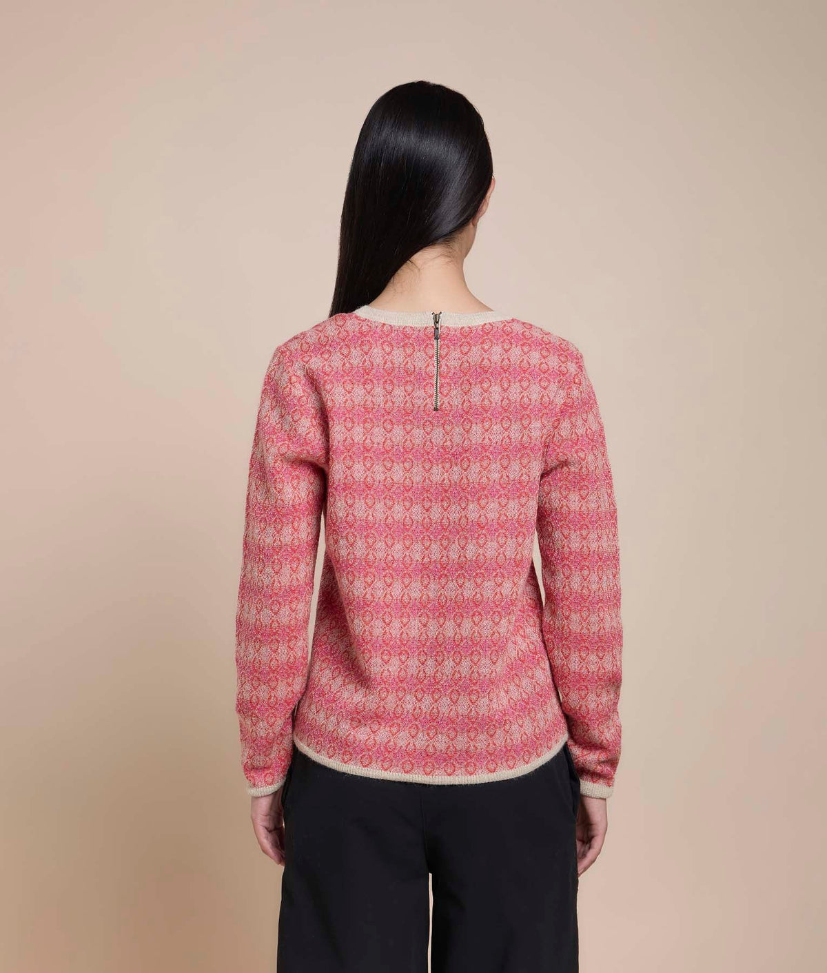 Crew Neck Sweater with Repeating Jacquard