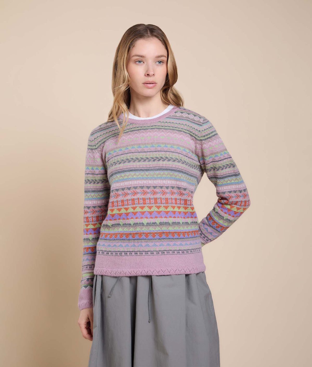 Jacquard and Jersey Sweater
