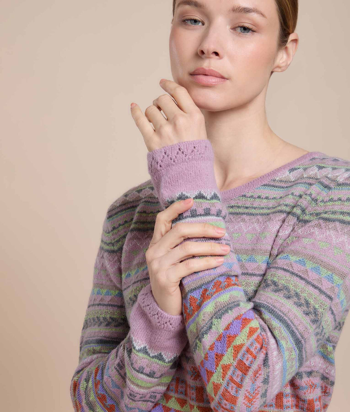 Jacquard and Jersey Sweater