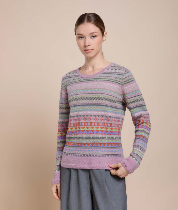 Jacquard and Jersey Sweater — cashmere pink alpaca by Sol Alpaca