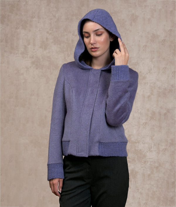 Hoodie Jacket — haze purple baby alpaca by Sol Alpaca