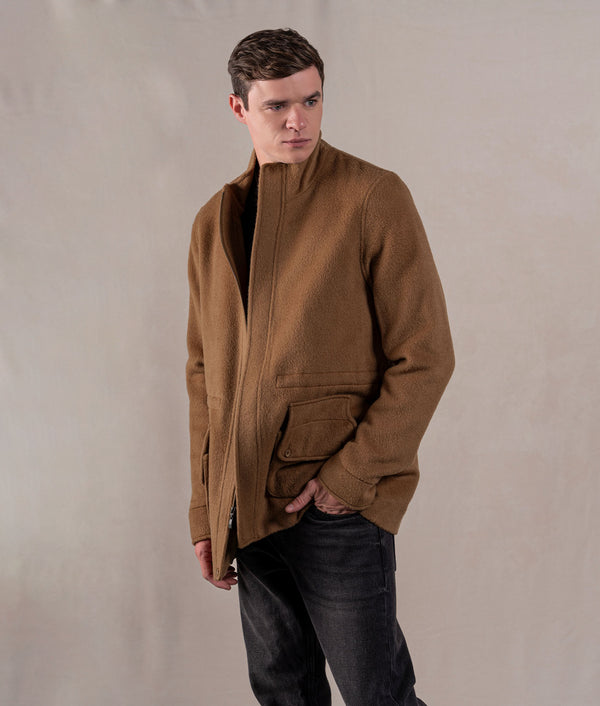 Men'S Easy Fit Cargo Coat - Toasted Coconut — toasted coconut baby alpaca by Sol Alpaca