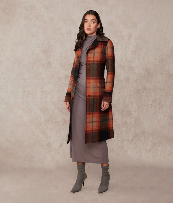 Reversible Oversized Belted Coat — orange and obsidian koi baby alpaca by Sol Alpaca
