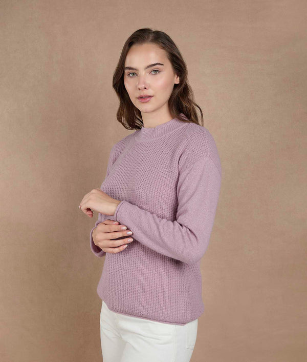 Pink Lavender Mock Neck Sweater — pink lavender alpaca by Sol Alpaca