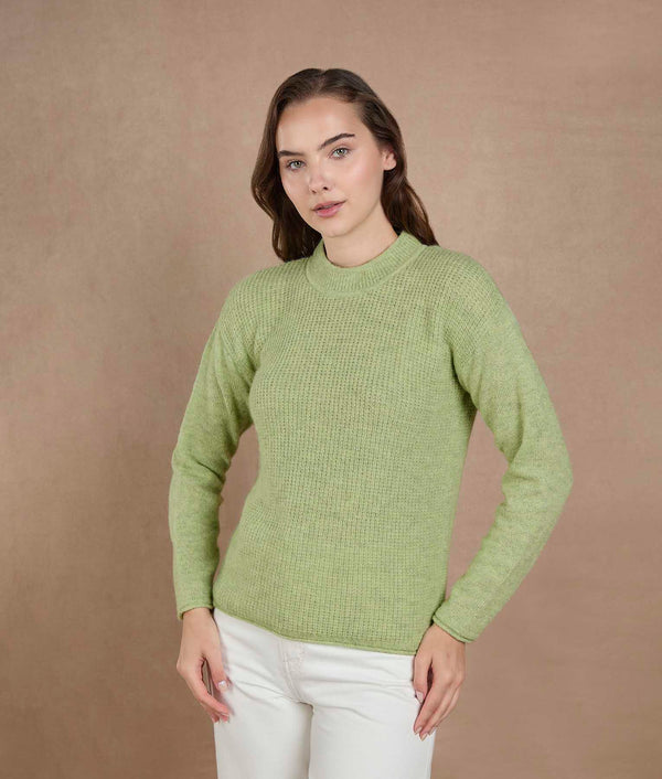 Mock Neck Sweater - Sap Green — sap green alpaca by Sol Alpaca