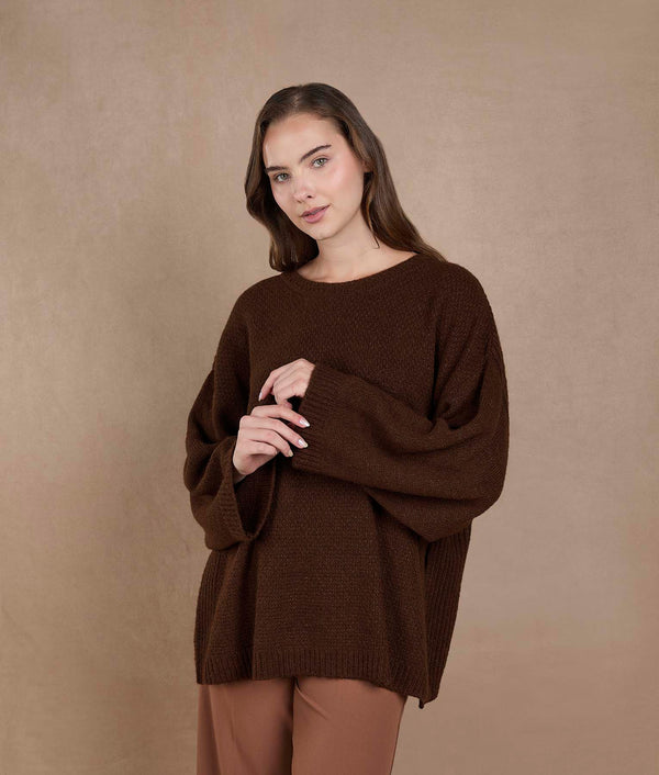 Seed Stitch Poncho with Sleeves - Toasted Coconut — toasted coconut alpaca by Sol Alpaca