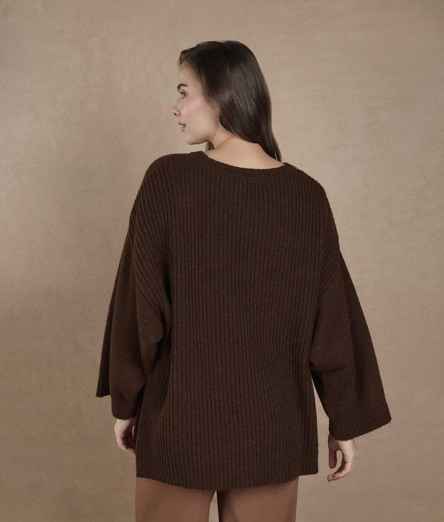 Seed Stitch Poncho with Sleeves - Toasted Coconut