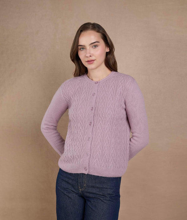 Pink Lavender Cardigan — pink lavender alpaca by Sol Alpaca