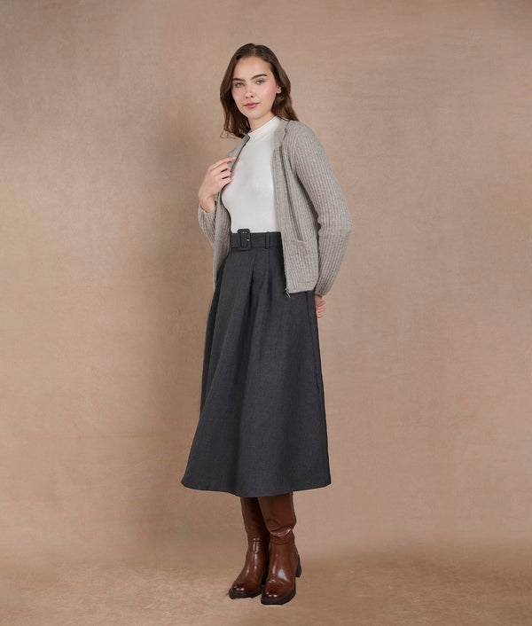 Rib Cardigan with Pockets - Warm Gray — warm gray alpaca by Sol Alpaca
