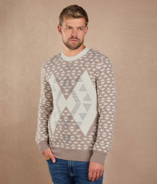 Natural Beige and Bright White Sweater — natural beige & bright white alpaca by Sol Alpaca