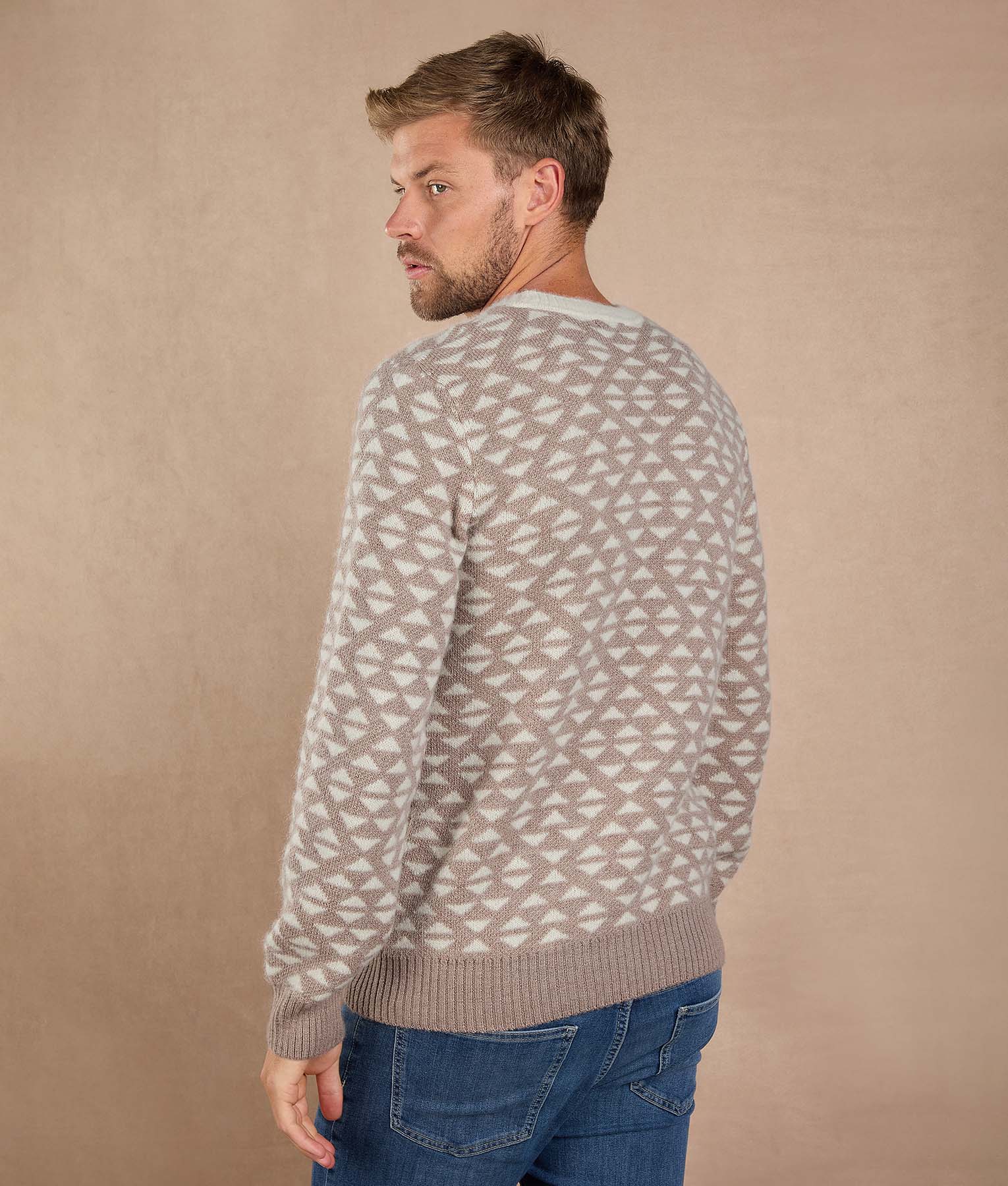 Natural Beige and Bright White Sweater